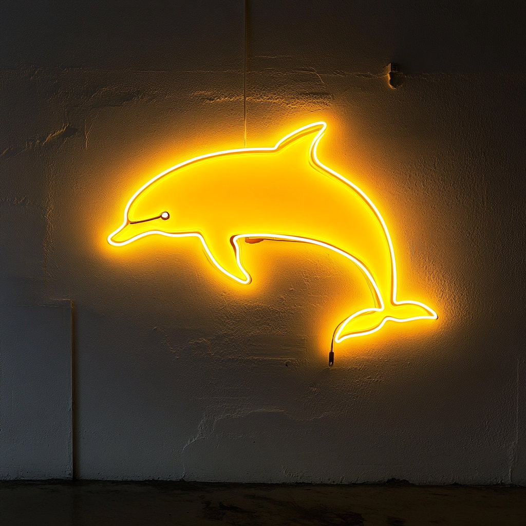 Dolphin - Yellow Neon Sign, 18 Inches