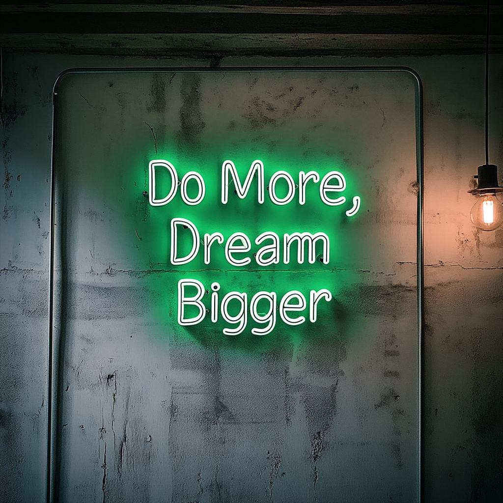 "Do More, Dream Bigger" - Green Neon Sign, 24 Inches