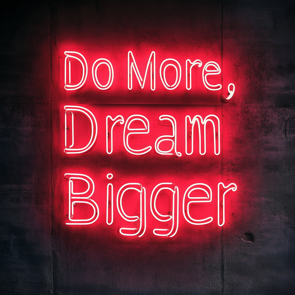 "Do More, Dream Bigger" - Red Neon Sign, 24 Inches