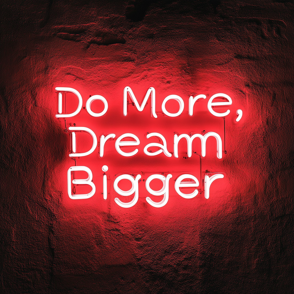 "Do More, Dream Bigger" - Red Neon Sign, 24 Inches