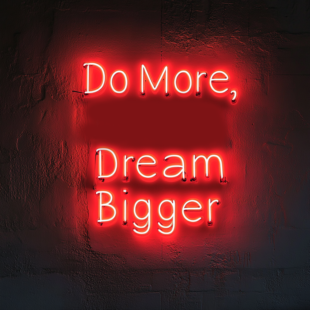 "Do More, Dream Bigger" - Red Neon Sign, 24 Inches