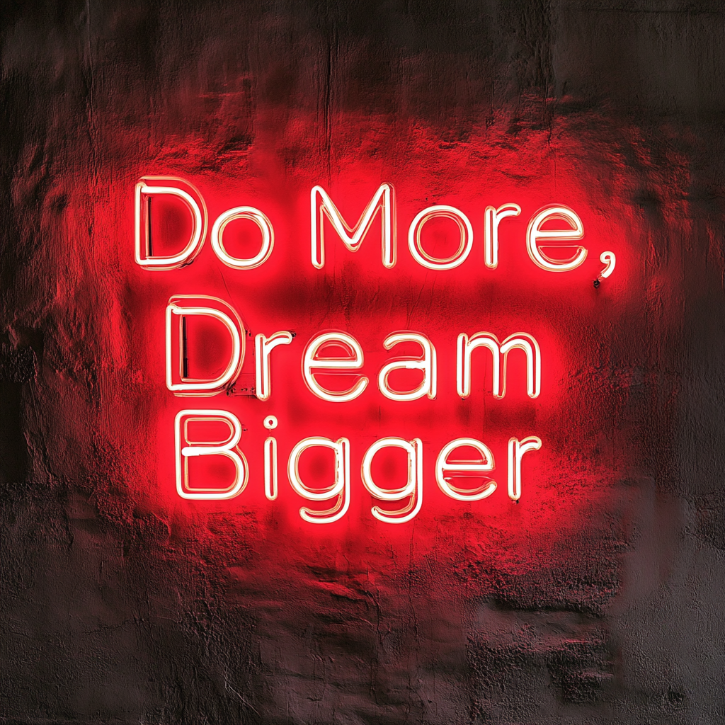 "Do More, Dream Bigger" - Red Neon Sign, 24 Inches
