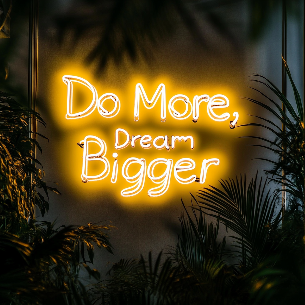 "Do More, Dream Bigger" - Yellow Neon Sign, 24 Inches