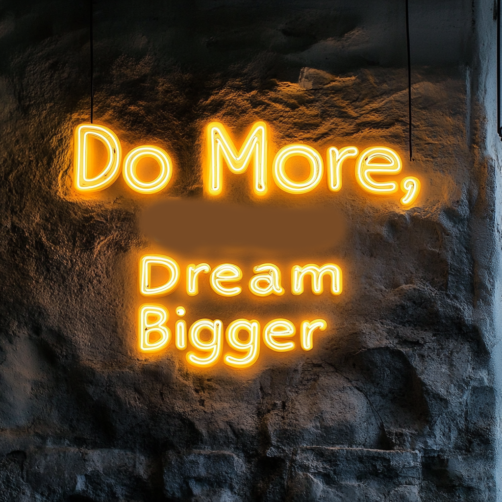 "Do More, Dream Bigger" - Yellow Neon Sign, 24 Inches