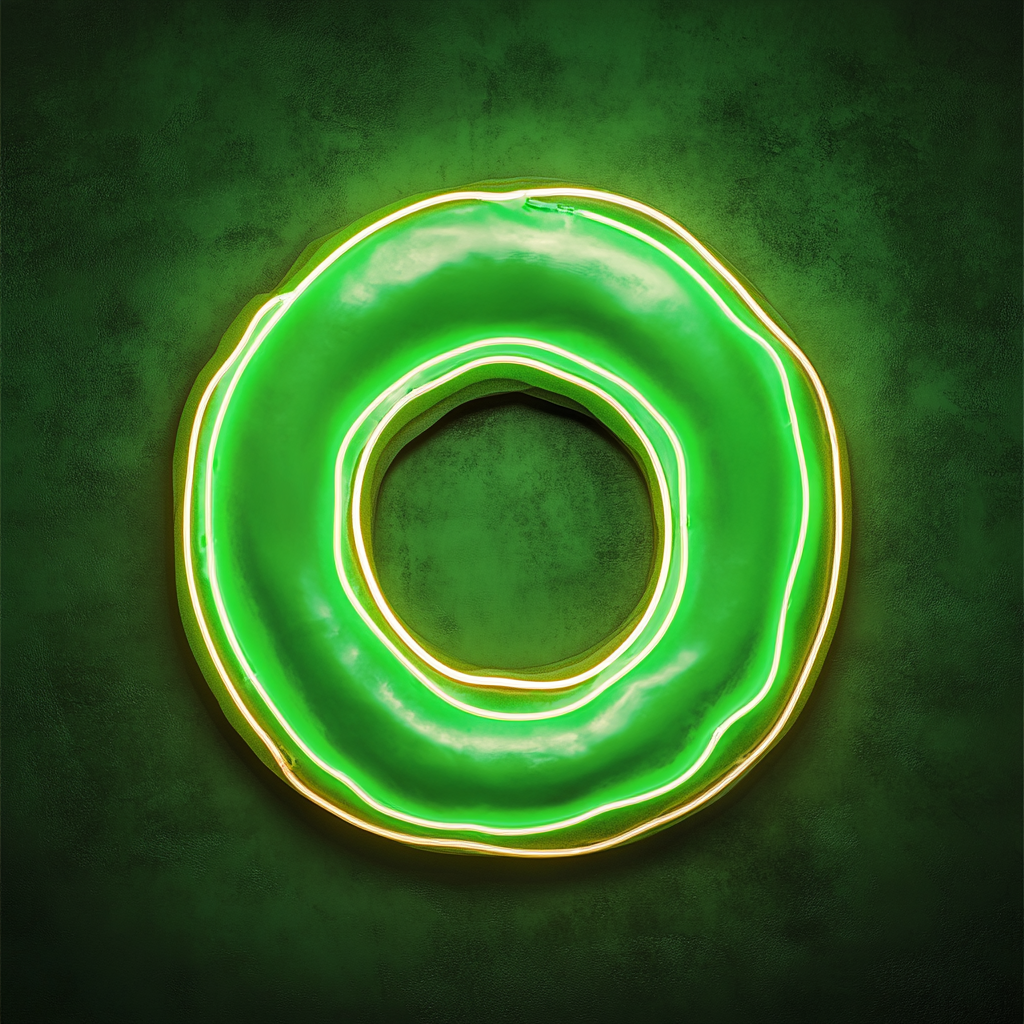 Donut - Green Neon Sign, 24 Inches