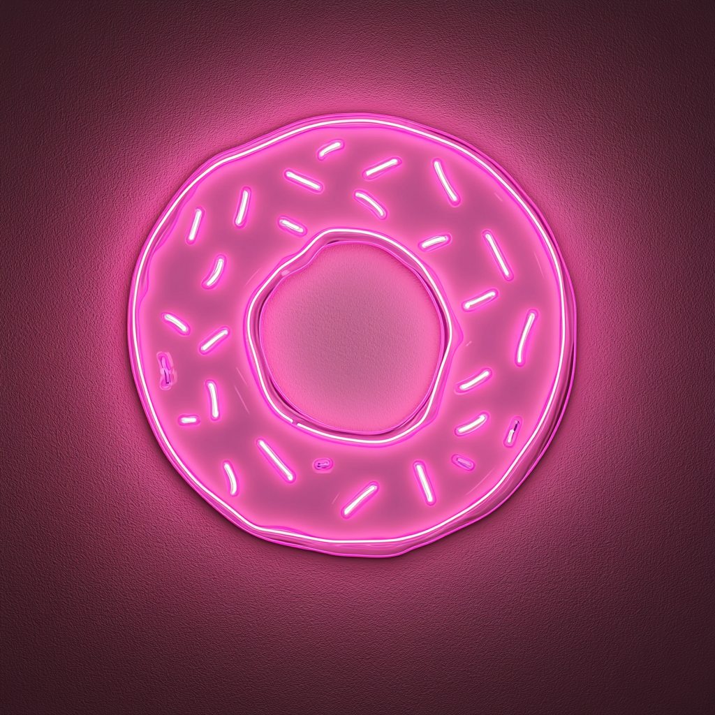 Doughnut with Sprinkles and Bite - Pink Neon Sign, 18 Inches
