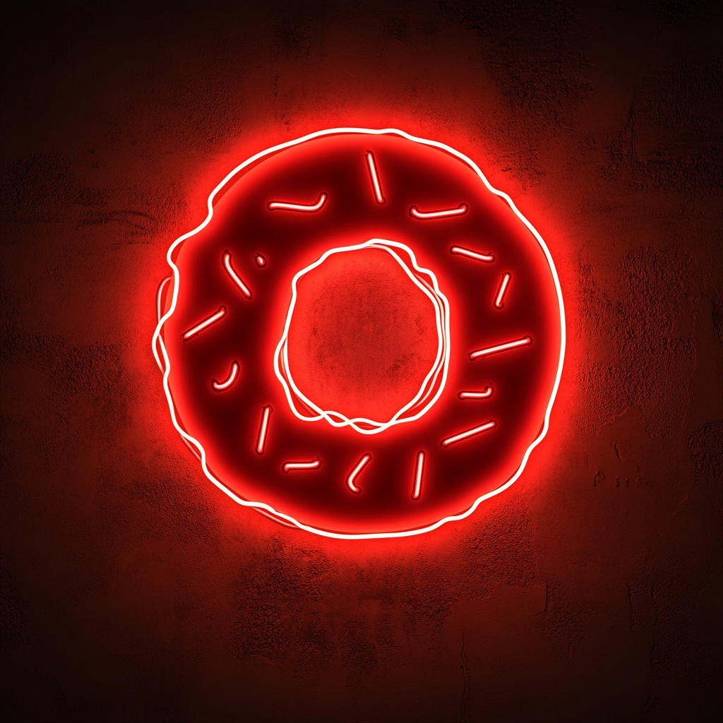 Doughnut with Sprinkles and Bite - Red Neon Sign, 18 Inches