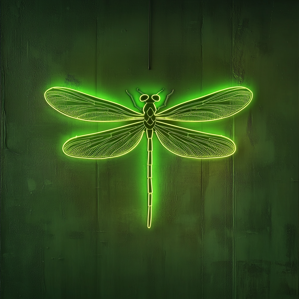 Dragonfly - Green Neon Sign, 18 Inches