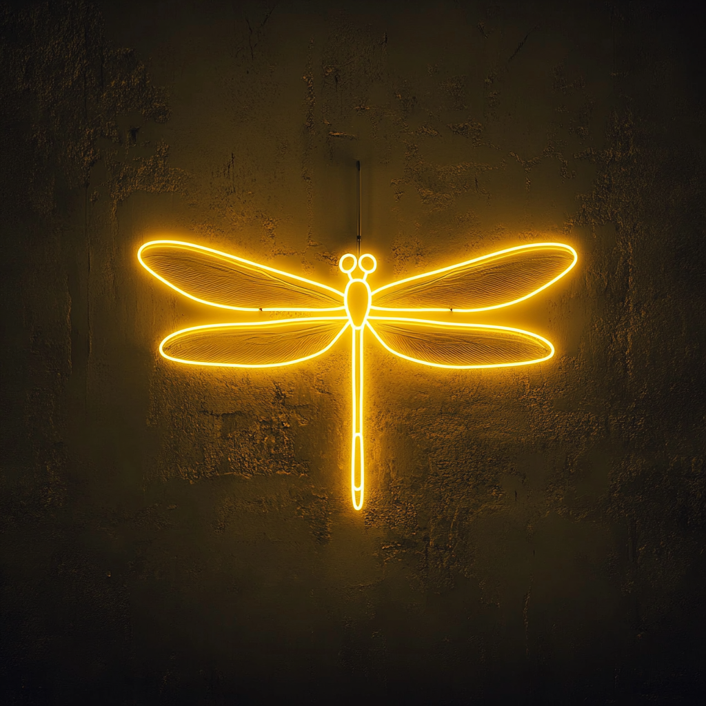 Dragonfly - Yellow Neon Sign, 24 Inches