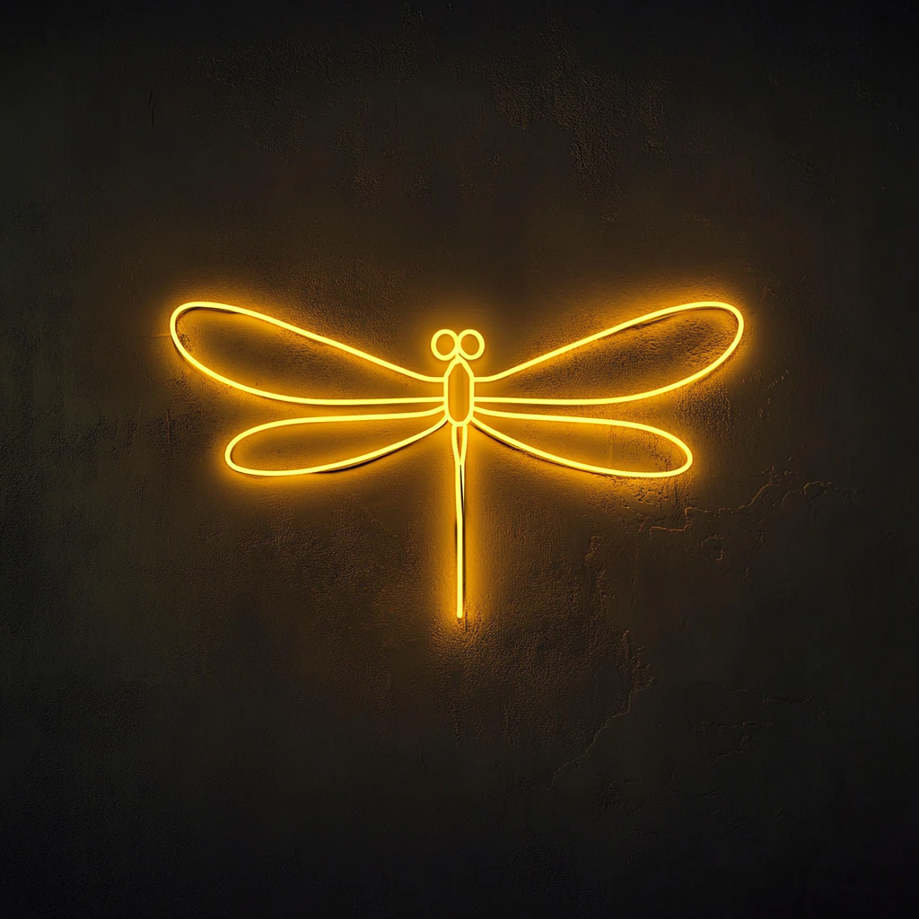Dragonfly - Yellow Neon Sign, 18 Inches