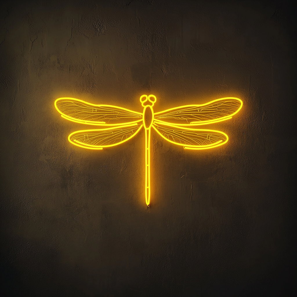 Dragonfly - Yellow Neon Sign, 18 Inches