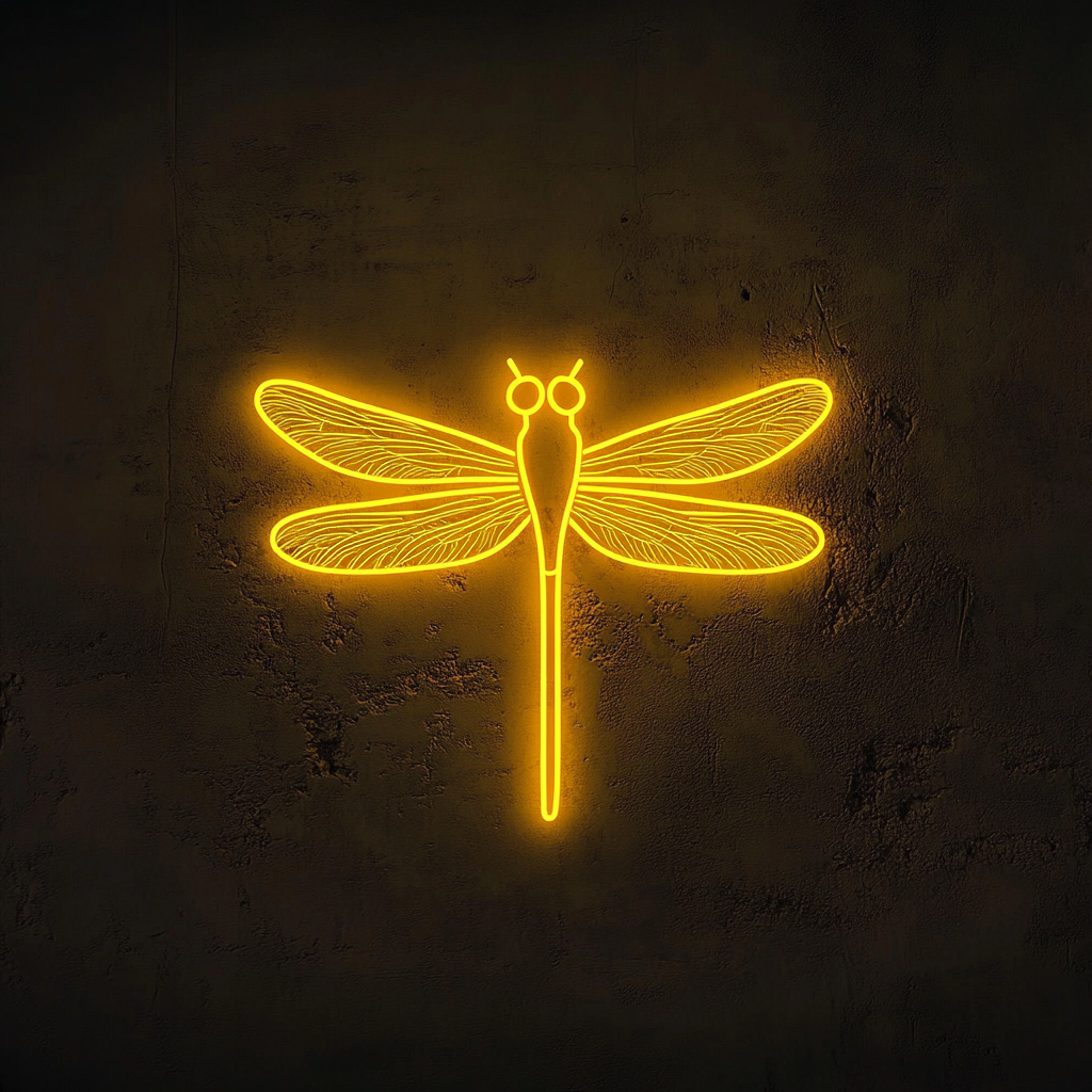 Dragonfly - Yellow Neon Sign, 18 Inches