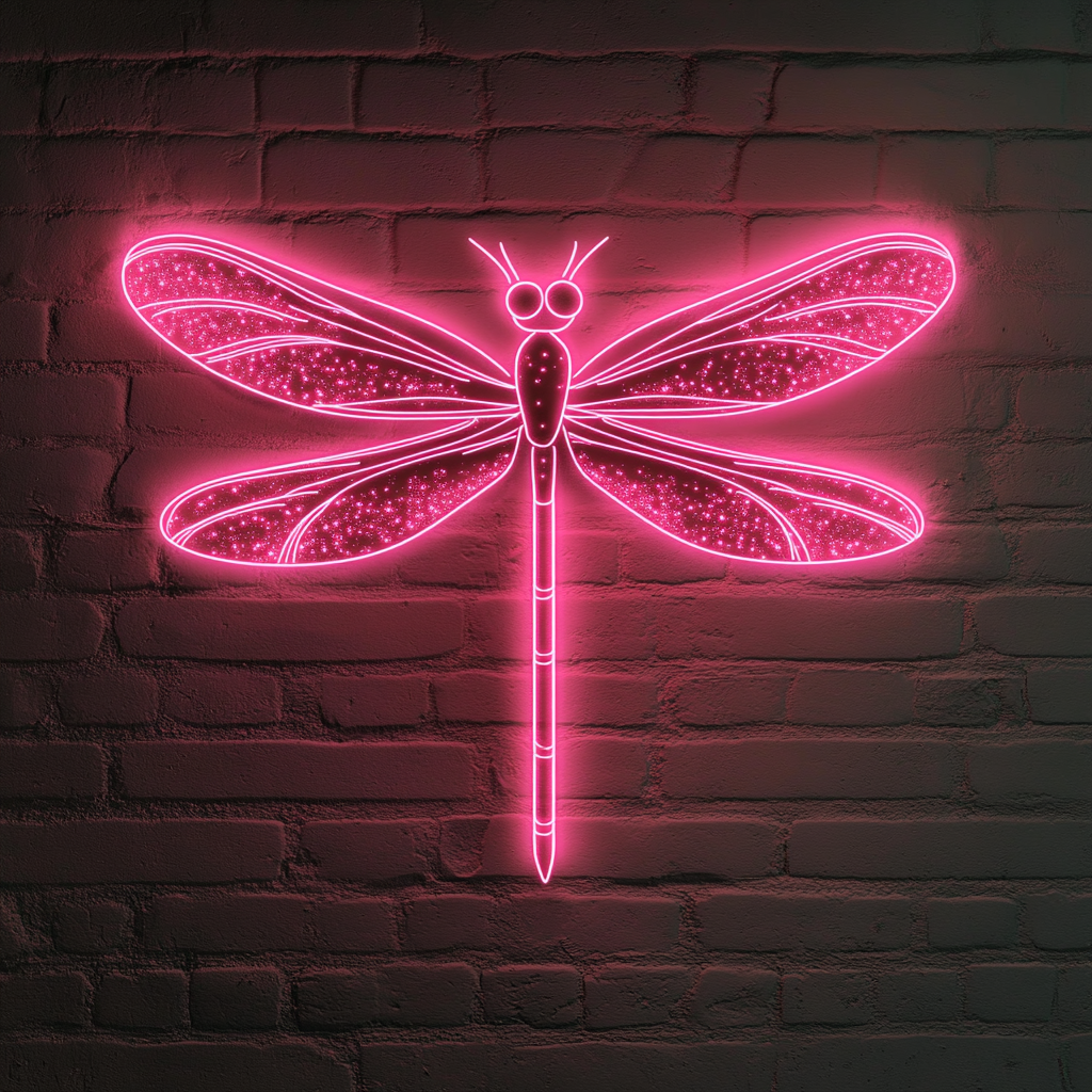 Dragonfly with Sparkles - Pink Neon Sign, 18 Inches
