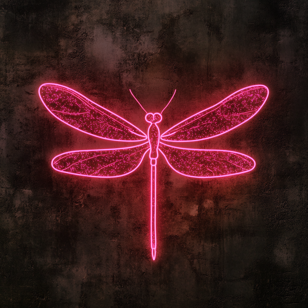 Dragonfly with Sparkles - Pink Neon Sign, 18 Inches
