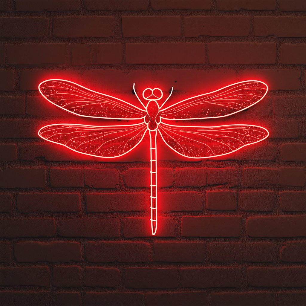 Dragonfly with Sparkles - Red Neon Sign, 24 Inches