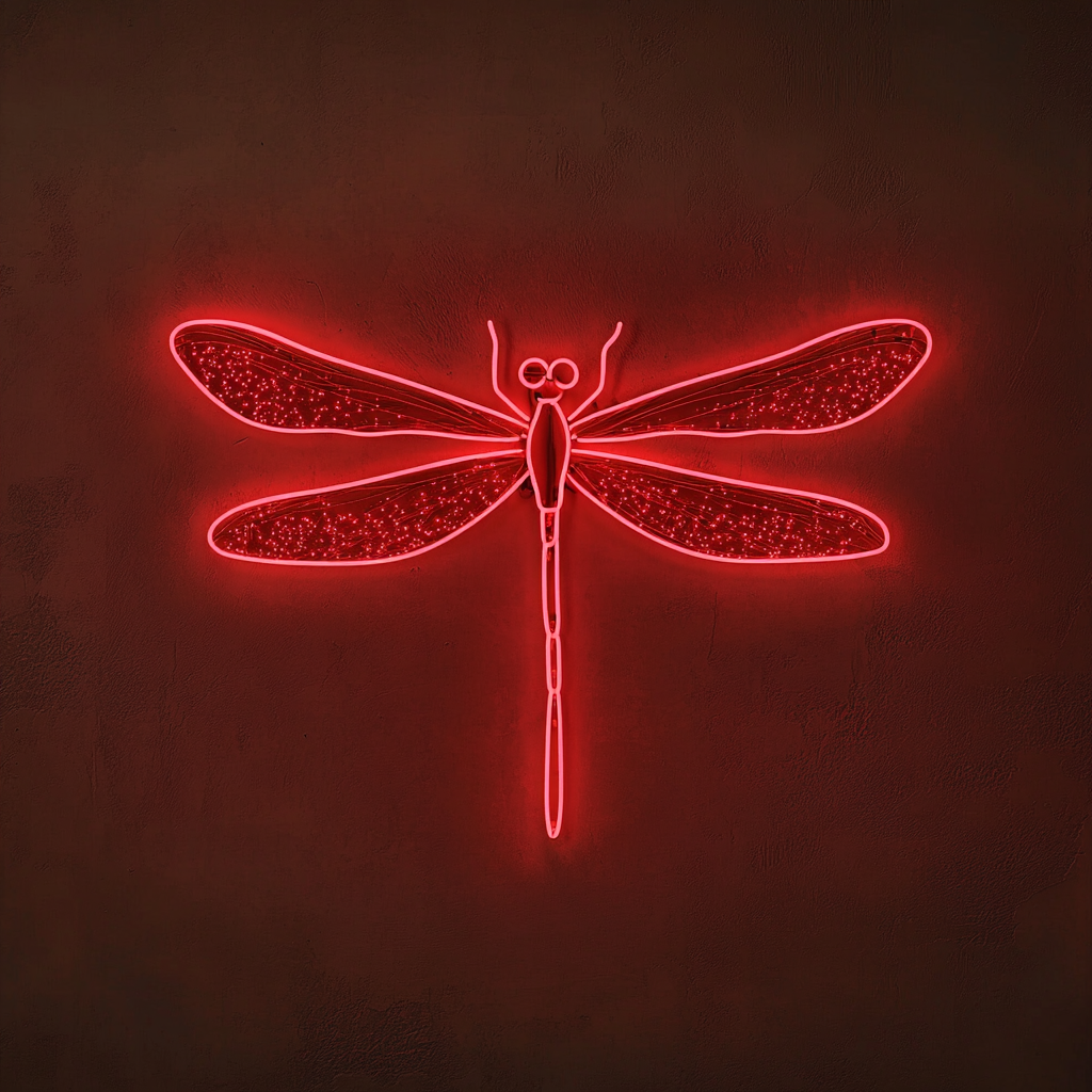 Dragonfly with Sparkles - Red Neon Sign, 18 Inches