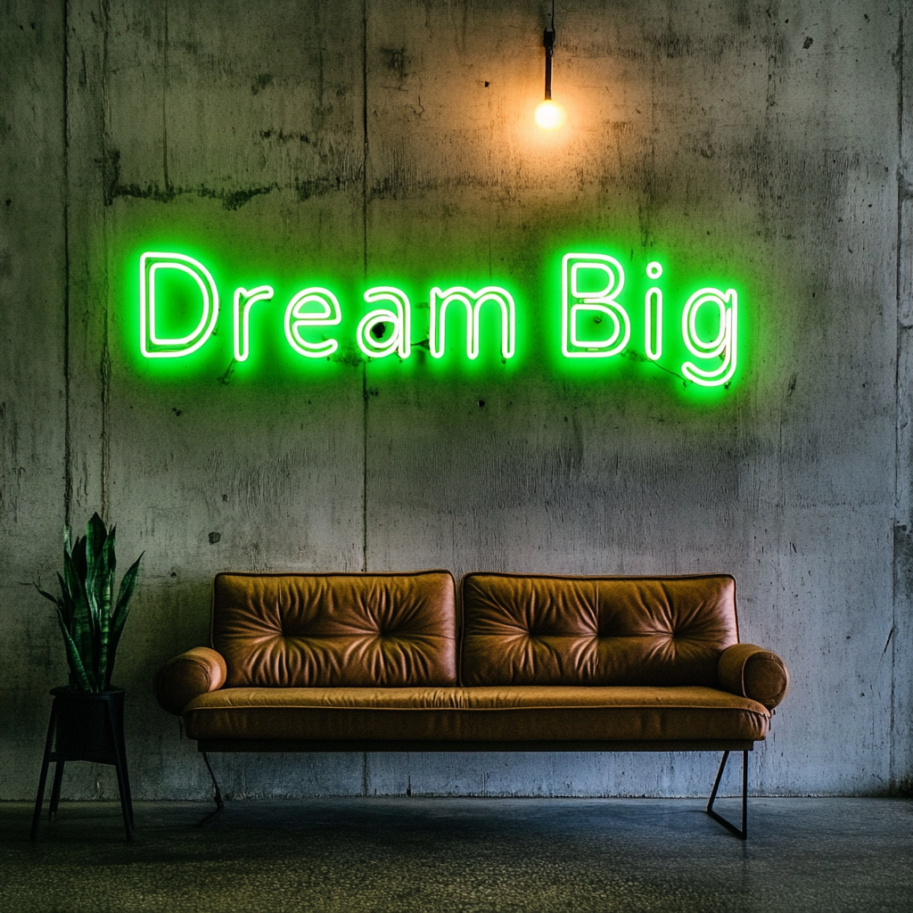 Dream Big - Green Neon Sign, 18 Inches