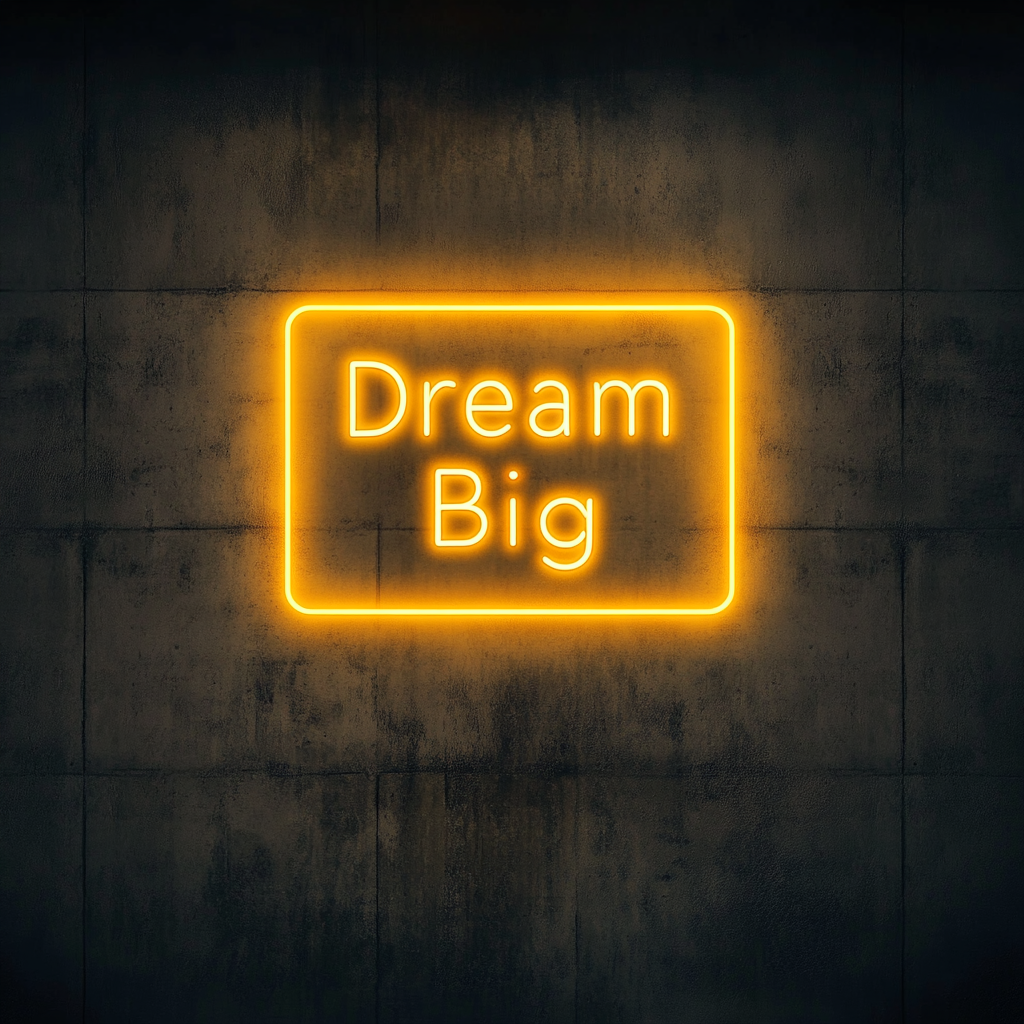 Dream Big - Yellow Neon Sign, 24 Inches