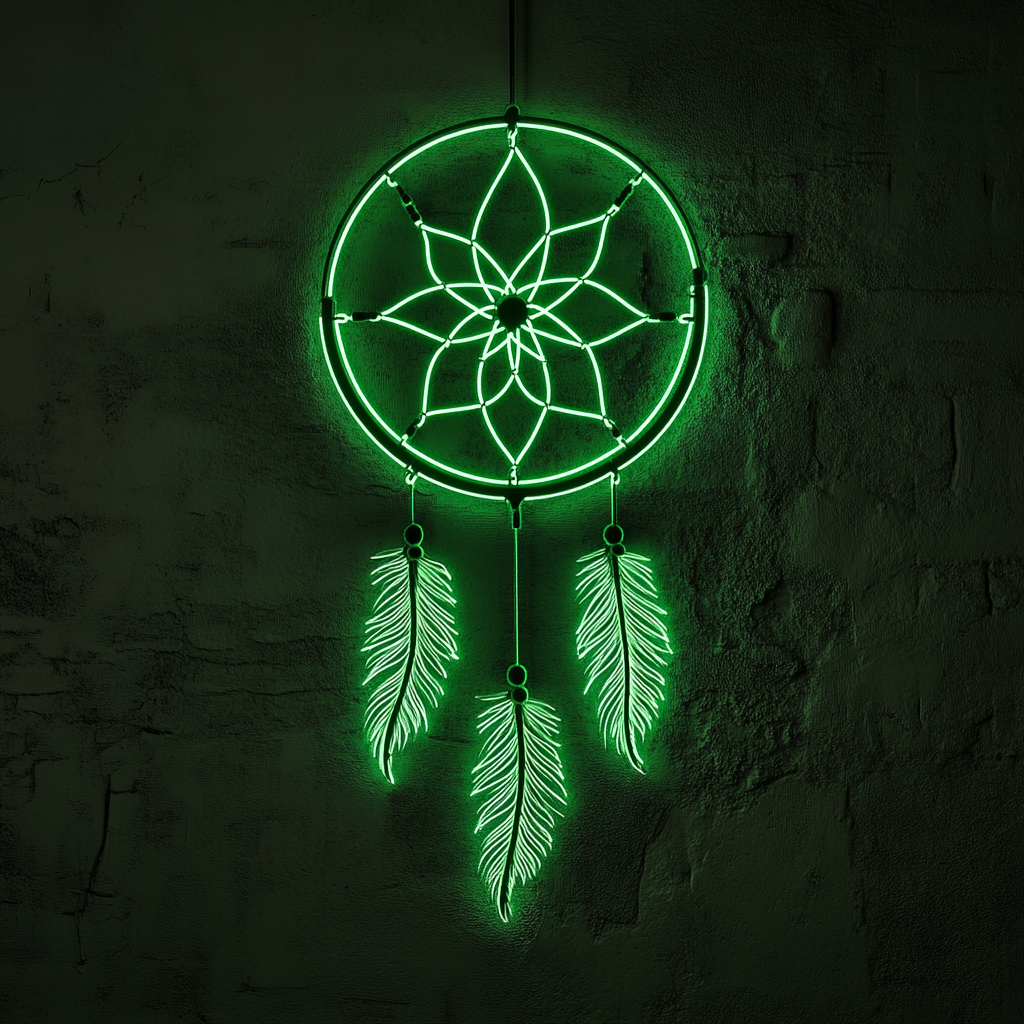 Dreamcatcher - Green Neon Sign, 18 Inches