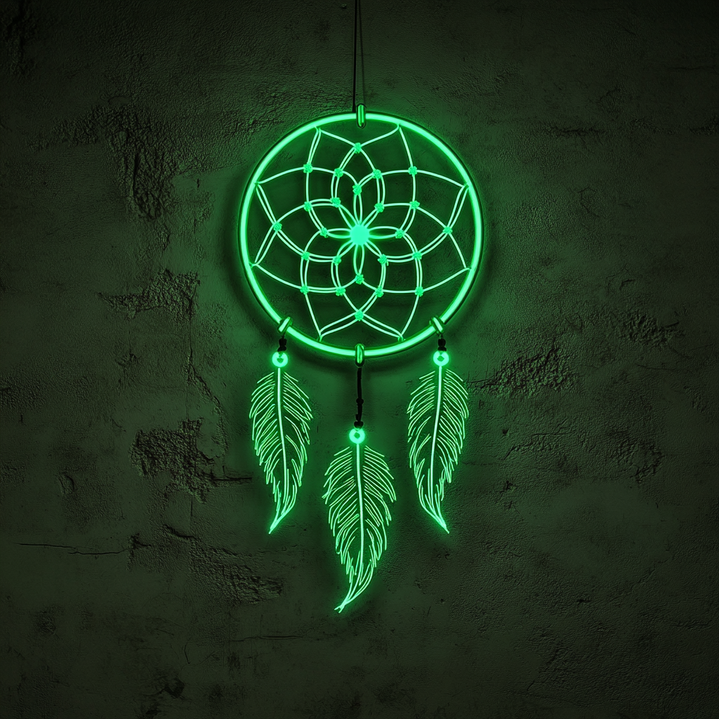Dreamcatcher - Green Neon Sign, 18 Inches