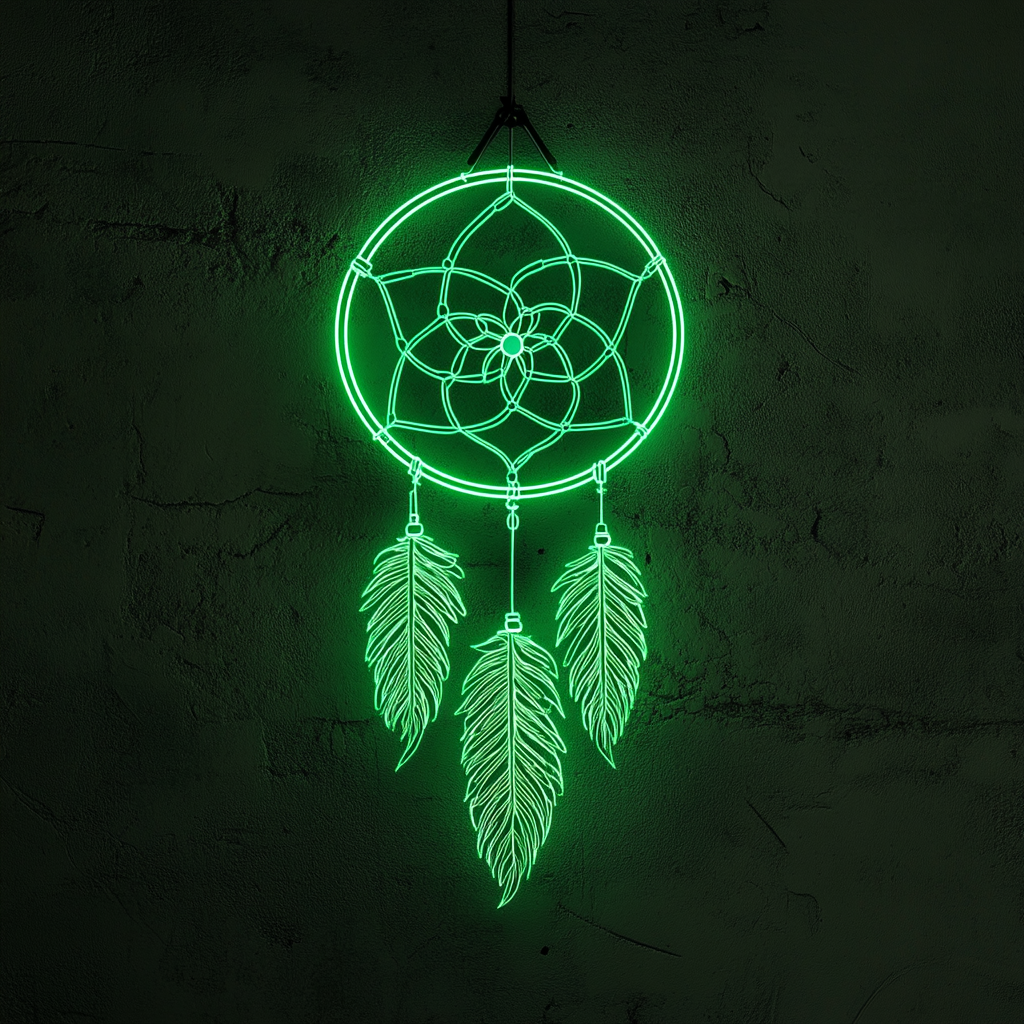 Dreamcatcher - Green Neon Sign, 18 Inches