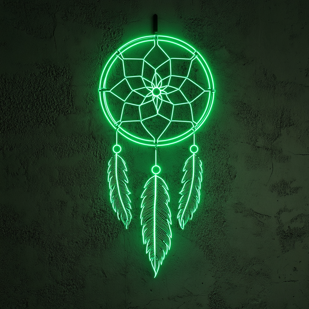 Dreamcatcher - Green Neon Sign, 18 Inches