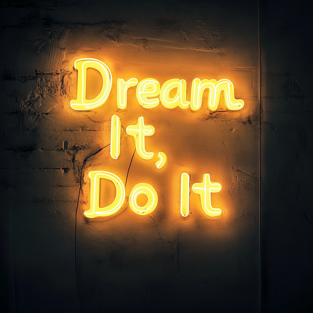 "Dream It, Do It" - Yellow Neon Sign, 24 Inches