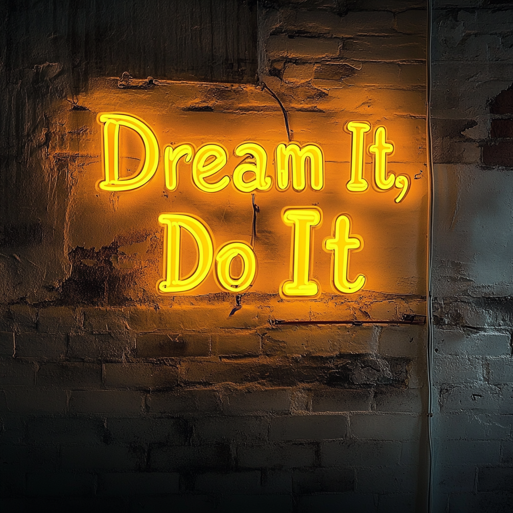 "Dream It, Do It" - Yellow Neon Sign, 24 Inches
