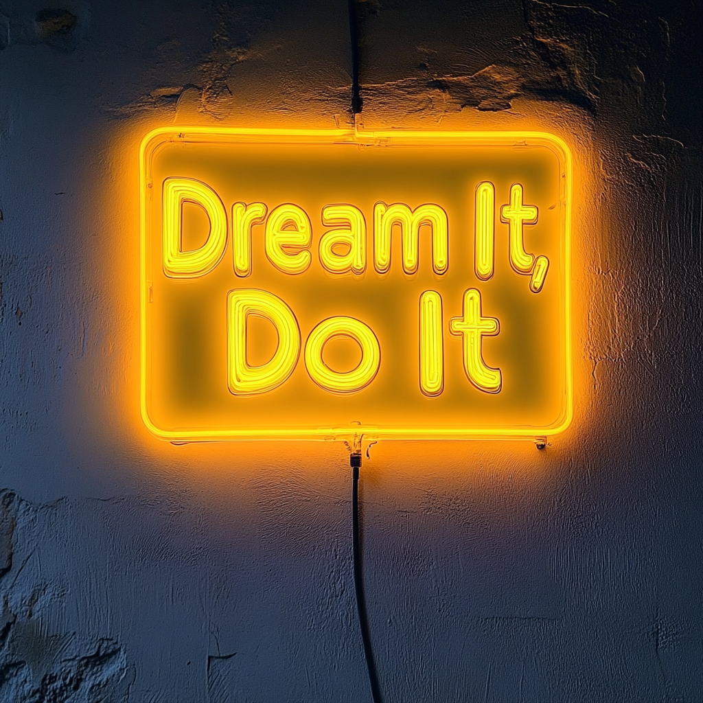 "Dream It, Do It" - Yellow Neon Sign, 24 Inches