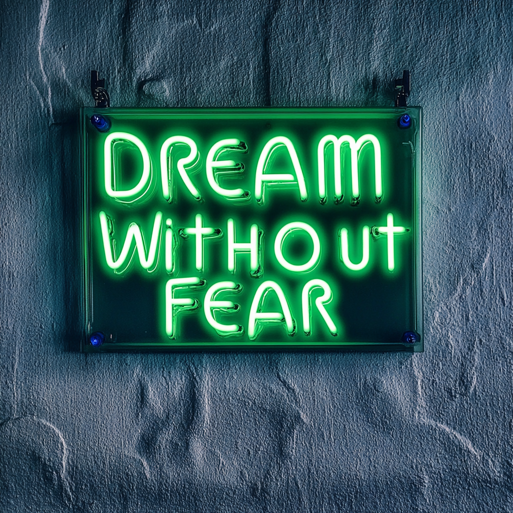 Dream Without Fear - Green Neon Sign, 18 Inches