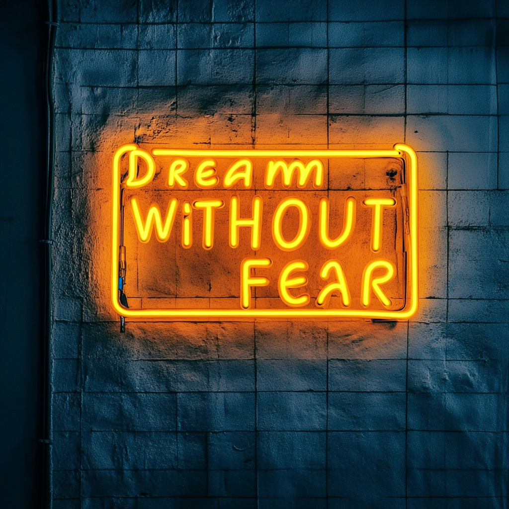 Dream Without Fear - Yellow Neon Sign, 18 Inches