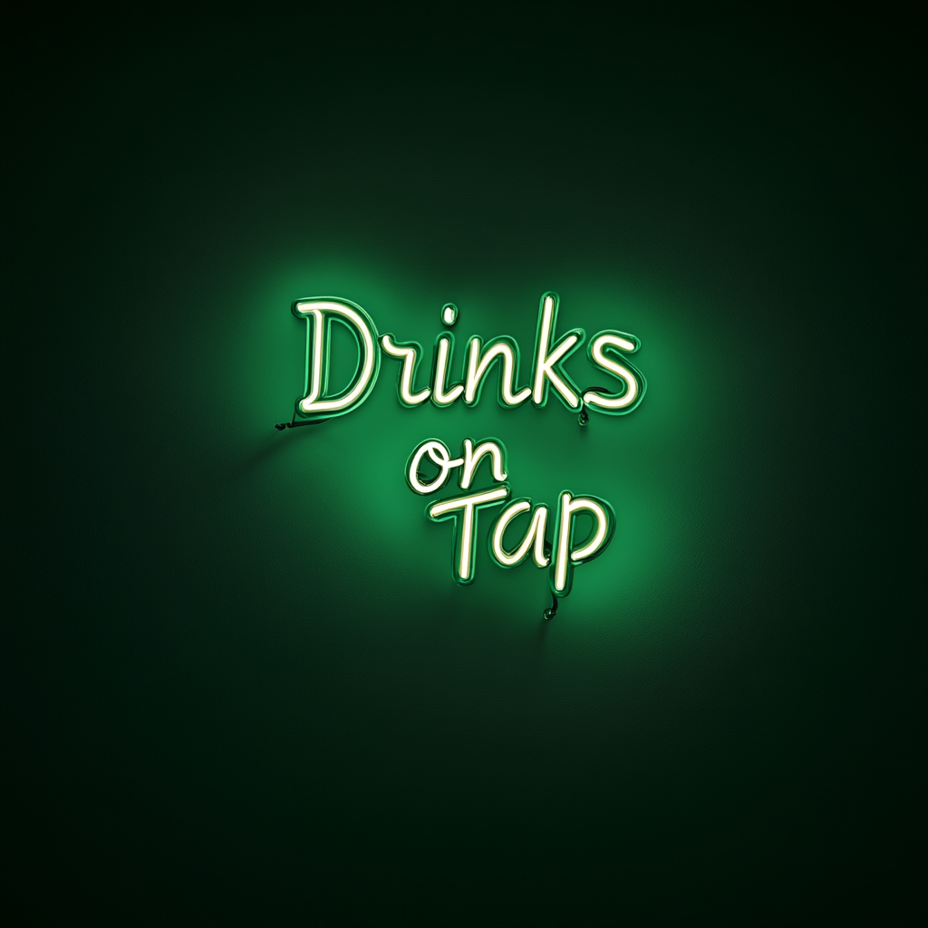 "Drinks on Tap" - Green Neon Sign, 24 Inches