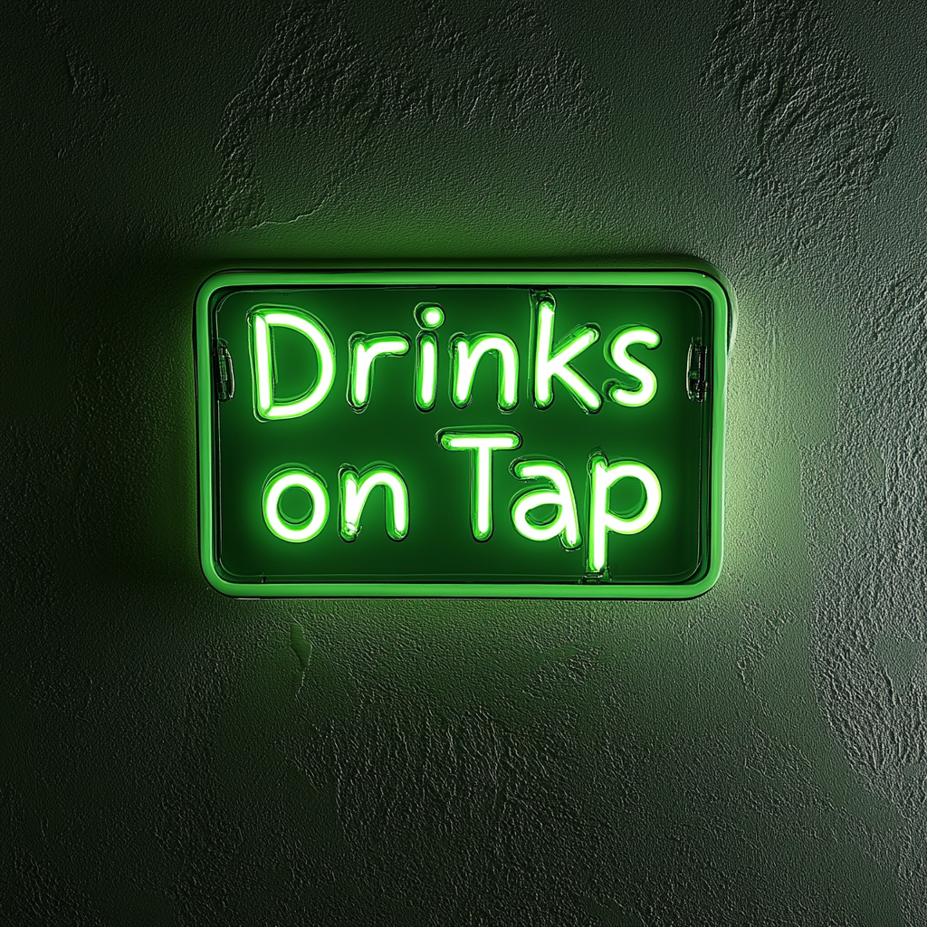 "Drinks on Tap" - Green Neon Sign, 24 Inches