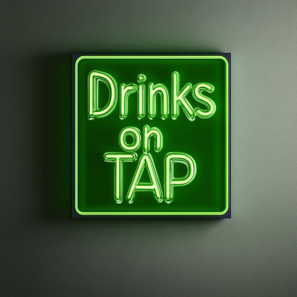 "Drinks on Tap" - Green Neon Sign, 24 Inches