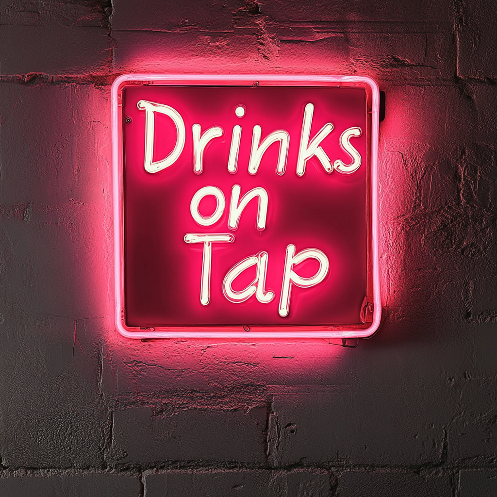 "Drinks on Tap" - Pink Neon Sign, 24 Inches