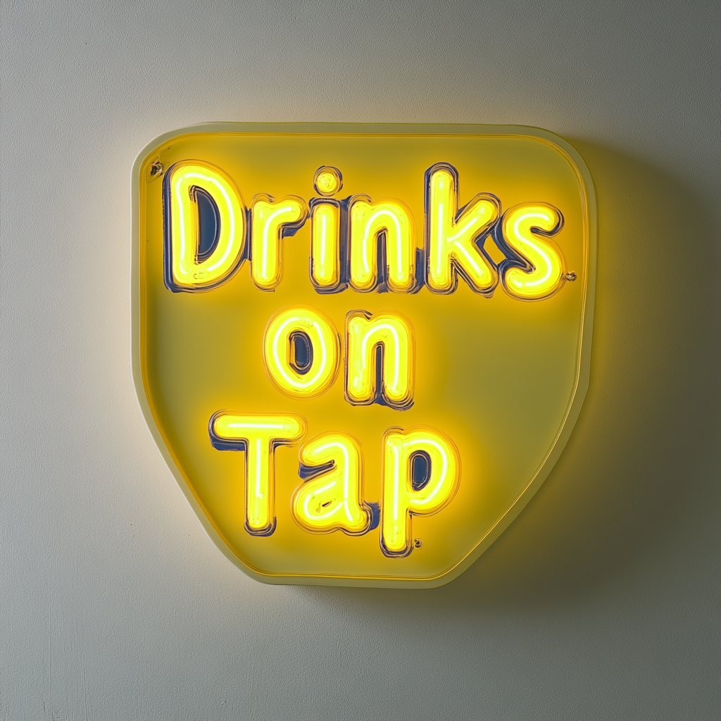 "Drinks on Tap" - Yellow Neon Sign, 24 Inches
