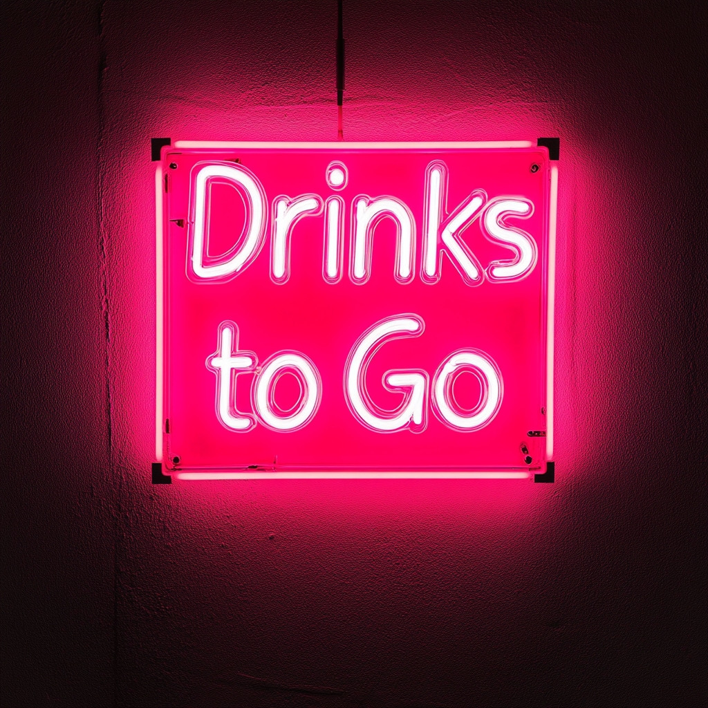 "Drinks to Go" - Pink Neon Sign, 24 Inches