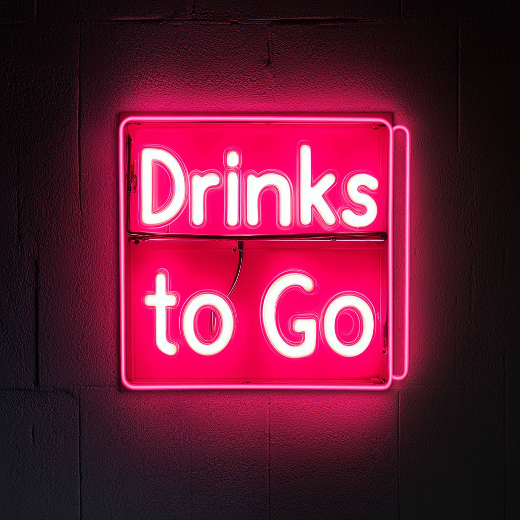"Drinks to Go" - Pink Neon Sign, 24 Inches