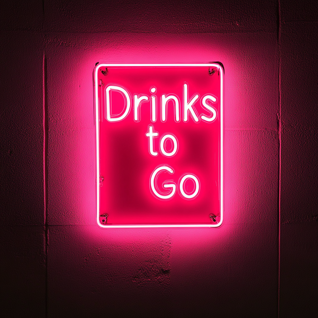 "Drinks to Go" - Pink Neon Sign, 24 Inches