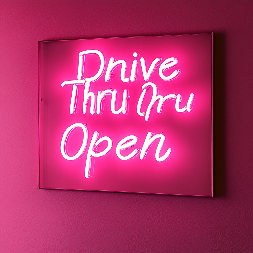 Drive Thru Open - Pink Neon Sign, 24 Inches
