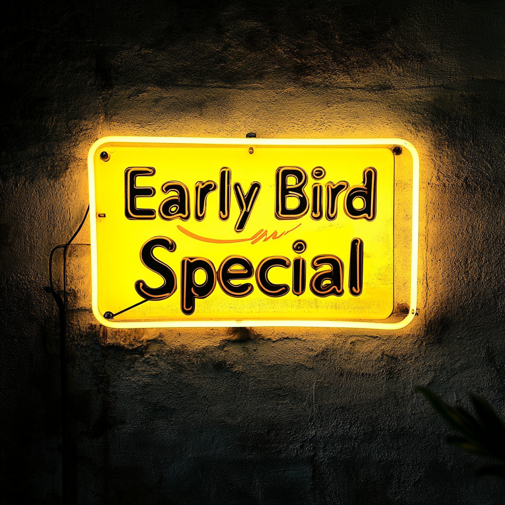 "Early Bird Special" - Yellow Neon Sign, 24 Inches
