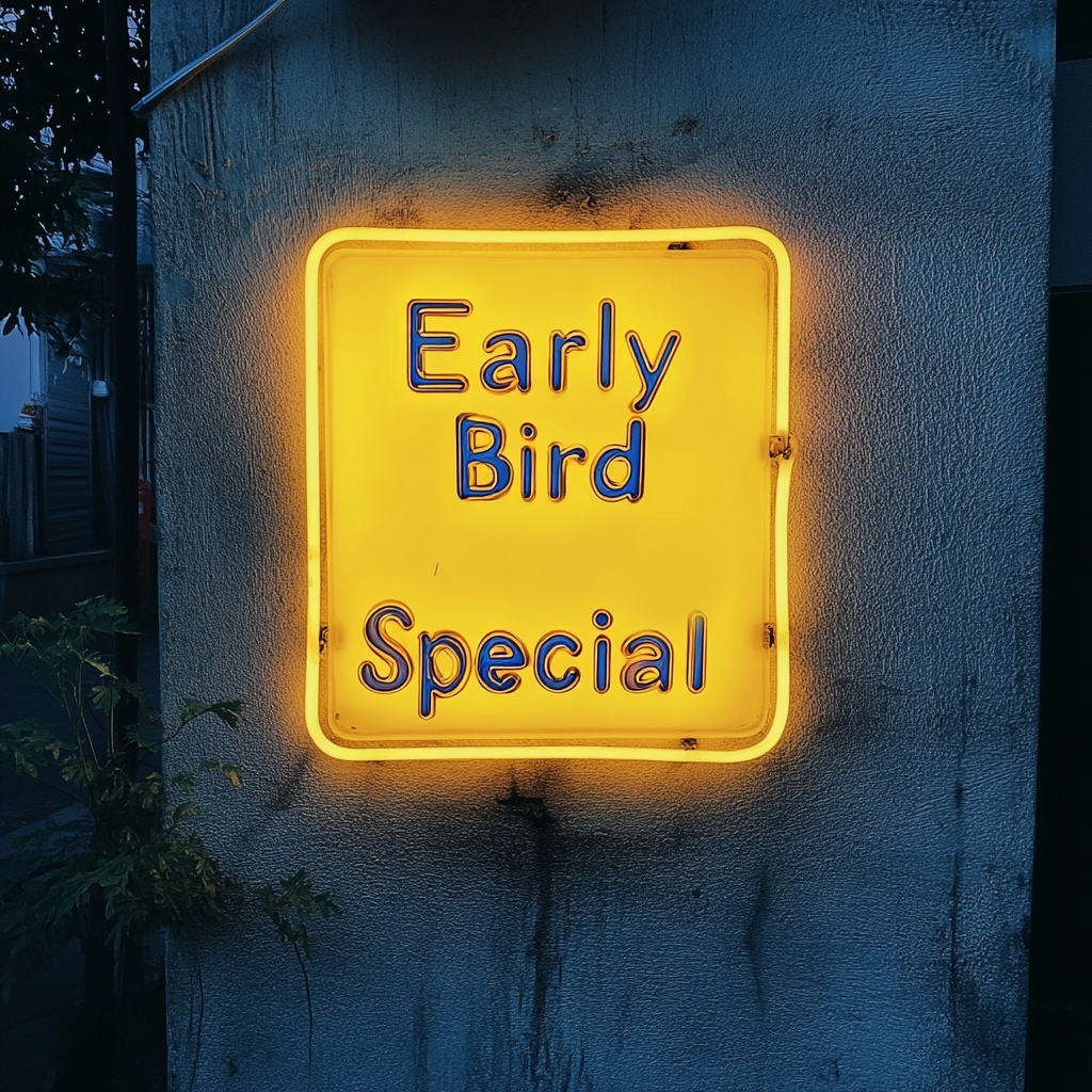 "Early Bird Special" - Yellow Neon Sign, 24 Inches