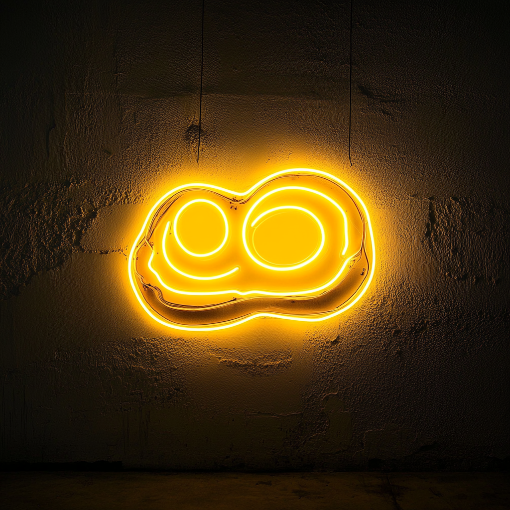 Eggs on Toast - Yellow Neon Sign, 24 Inches