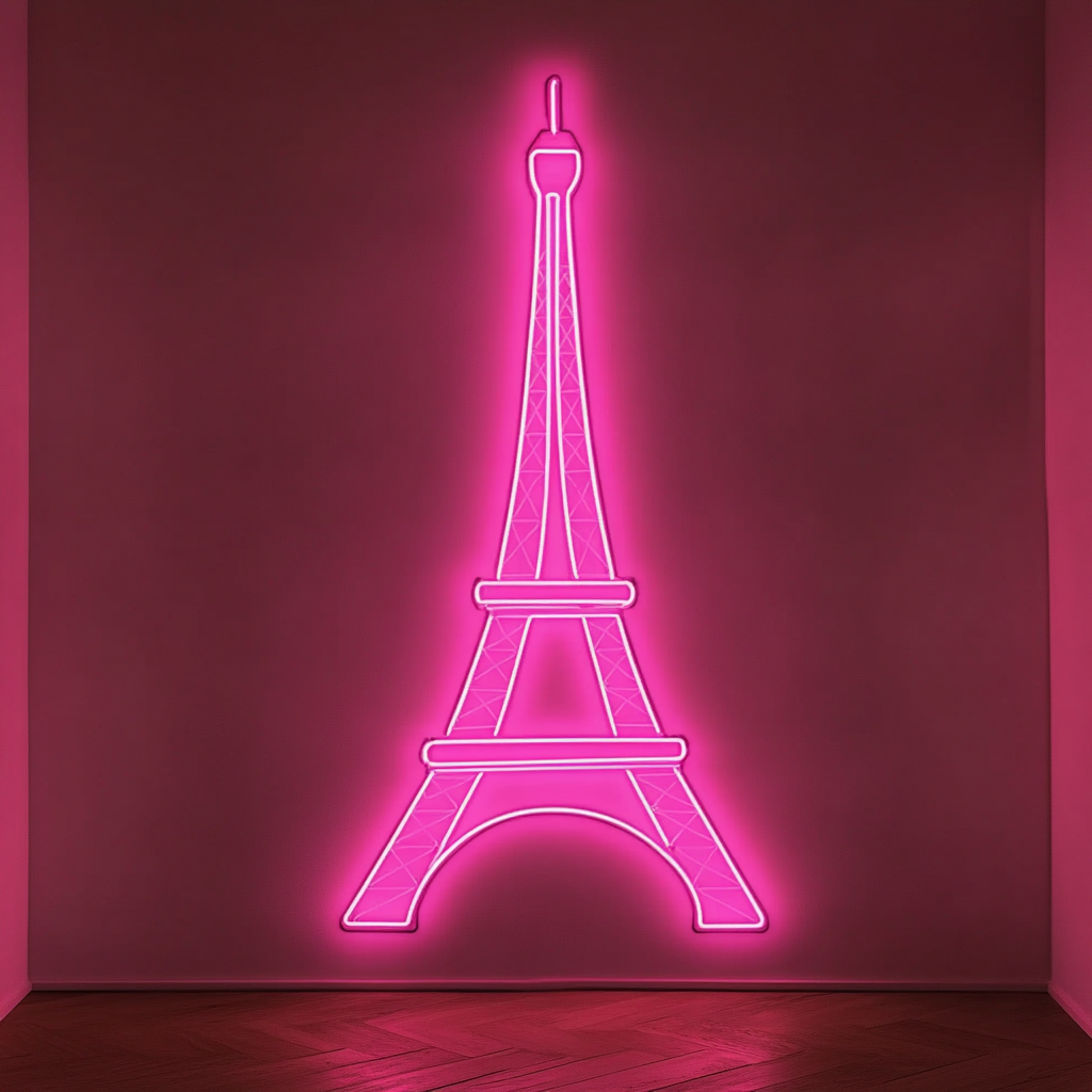 Eiffel Tower - Pink Neon Sign, 18 Inches