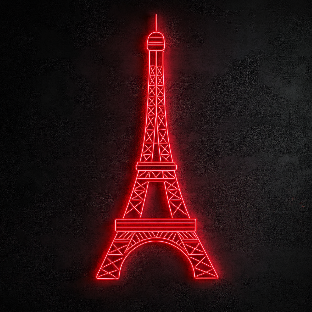 Eiffel Tower - Red Neon Sign, 18 Inches