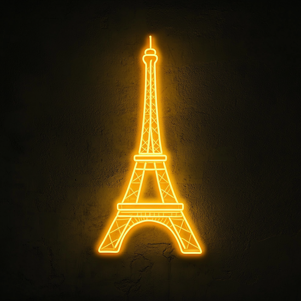 Eiffel Tower - Yellow Neon Sign, 18 Inches