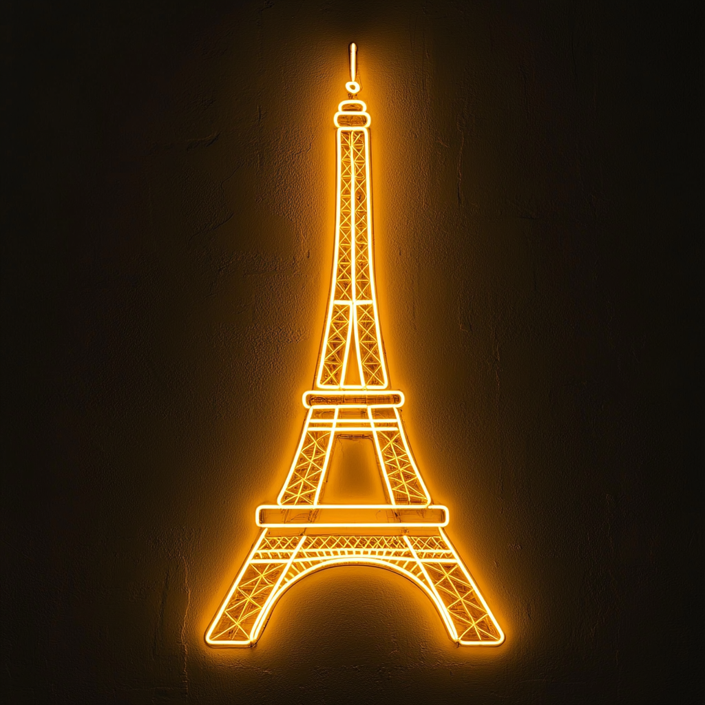 Eiffel Tower - Yellow Neon Sign, 18 Inches
