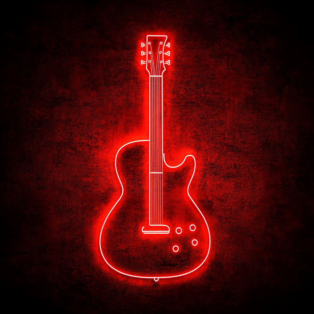 Electric Guitar - Red Neon Sign, 24 Inches
