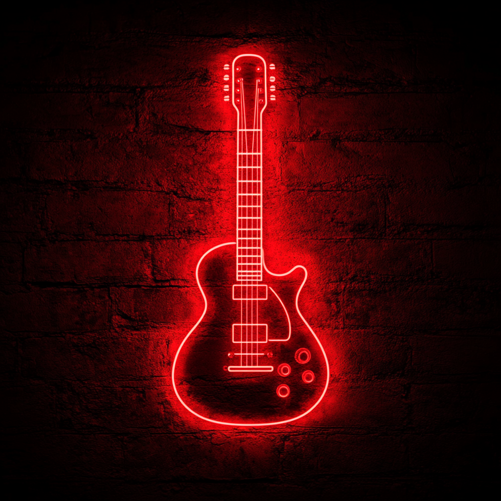 Electric Guitar - Red Neon Sign, 18 Inches