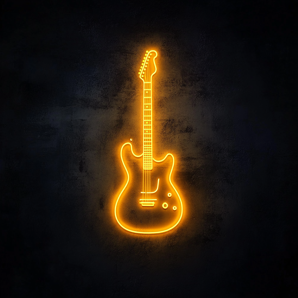 Electric Guitar - Yellow Neon Sign, 18 Inches